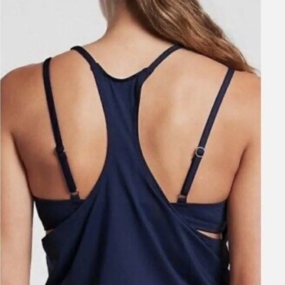 Athleta Seascape‎ Tankini Swim Tank UPF 50+ Blue Vacation Coastal Beach 34 B/C